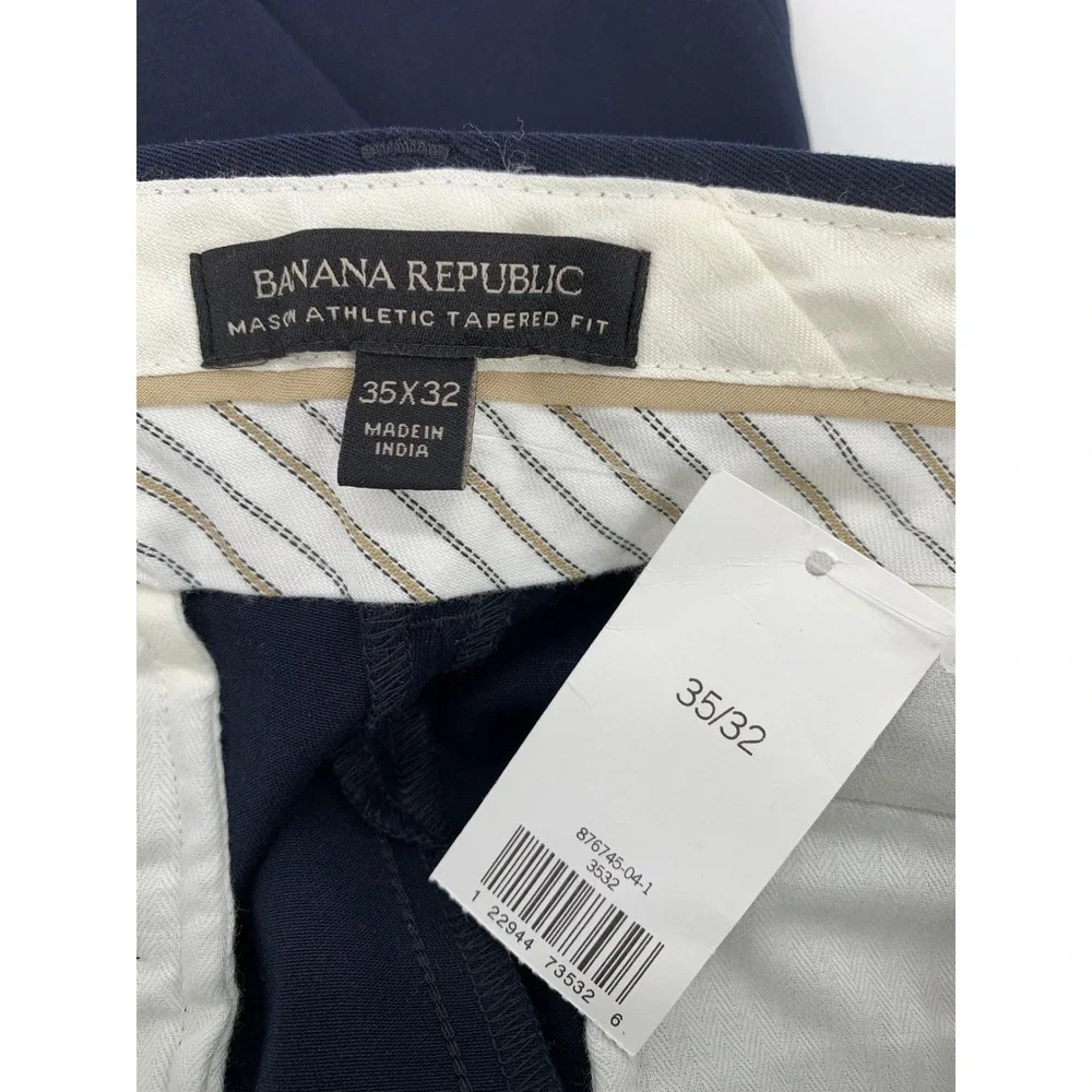 Banana Republic Pants 35x32 Navy Blue Mason Athletic Tapered Rapid Movement NEW